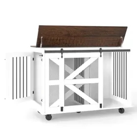 (*Free Shipping to United States) Mobile Dog Crate With Flip-Top Feeding Door