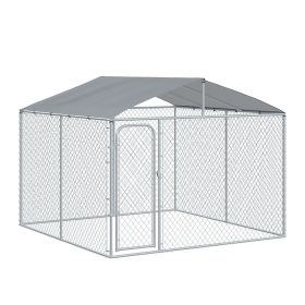 Large Outdoor Dog Kennel, 98x98x77, Metal Playpen with Lock, Mesh Sidewalls, Weatherproof Cover, Black