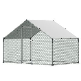 VEVOR Metal Chicken Coop, 9.8x6.5x6.5ft Large Walk-in Chicken Runs with Cover, Spire Roof Hen House Enclosure with Security Lock