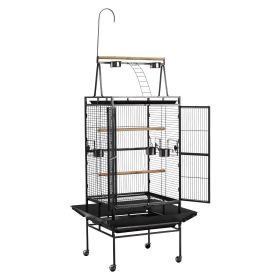 VEVOR Bird Cage, 32.7 x 31.1 x 82.7 inch, Open Flat Top, Wrought Iron Bird Flight Cage with Perches, Slide-Out Tray, Plastic Feeders, for Cockati