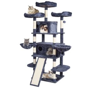 VEVOR Cat Tree for Indoor Cats, 68.5" Cat Tower with 2 Cat Condos, Sisal Scratching Post, Hammocks, Top Perches, Jumping Platforms and Ramp
