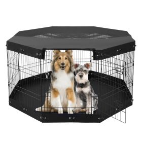 VEVOR Dog Playpen, 8 Pcs 30"H x 24"W Panels Foldable Metal Pet Exercise Pen, Dog Fence Indoor and Outdoor Pen with Door, Bottom Pad and Top Cover