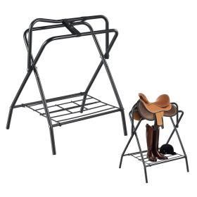 VEVOR Folding Saddle Rack, 28 x 19 x 37.5 in, 2 Packs Freestanding Horse Saddle Stand, Portable Horse Blanket Holder