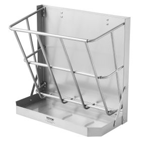 VEVOR Goat Hay Feeder, 21 Gallons Large Capacity, 2 in 1 Hay and Grain Feeder, Wall Mounted Livestock Feeder with Feed Tray