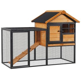 Outdoor Rabbit Cage Elevated Pet House w/ Slide-Out Tray, Natural Wood & Black (Option: Light Yellow-980x640x190 mm)