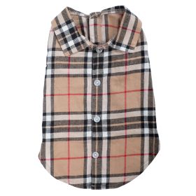 Tan Plaid Shirt (Cotton: Beige, size: medium)