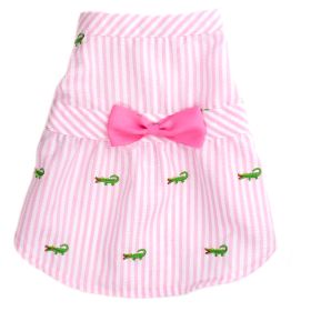 Pink Stripe Alligator Dress (Cotton: Pink, size: XX Large)