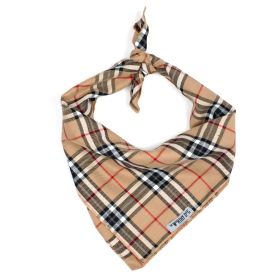Tan Plaid Bandana (Cotton: Beige, size: small)