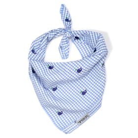 Gingham Whales Bandana (Cotton: Blue, size: small)
