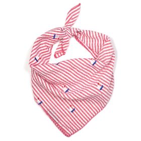 Red Stripe Sailboat Bandana (Cotton: Red, size: small)