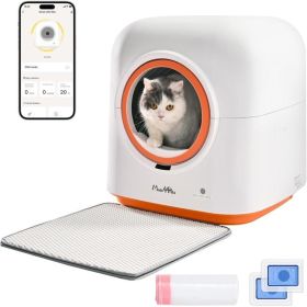 60L Automatic Cat Litter Box, Smart App Control, Deodorizing, Infrared Sensor, Suitable For Multiple Cats (Option: White)