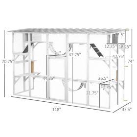 Cat Window Box , Large Catio With Shelves & Bridges, Outside Enclosure For Multiple Cats, White (Option: White)