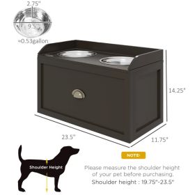 Pet Feeding Station Pet Dish Bowl Set With Storage, 2 Elevated Dog Bowls For Large Sized Dogs, Coffee (Option: Coffee)