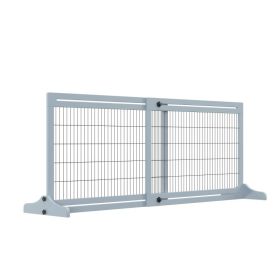 71" W x 27.25" H Extra Wide Freestanding Pet Gate with Adjustable Length Dog, Cat, Barrier for House, Doorway, Hallway, Blue-Gray (Option: Gray-1050x745x80 mm)