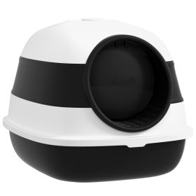 Dome Covered Cat Litter Box with Lid, White and Black (Option: Black-550x420x155 mm)