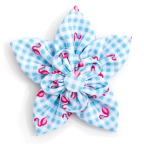 Gingham Flamingos Flower (Pink: Blue, size: large)