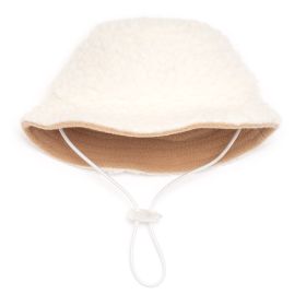 Faux Shearling Bucket Hat (Pink: White, size: X Large)