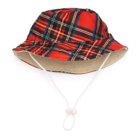 Plaid Bucket Hat (Pink: Red, size: small)