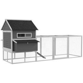 137" Wooden Chicken Coop for 8-10 Chickens, Backyard, Gray (Option: Gray-1040x185x920 mm)
