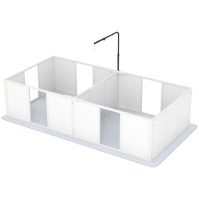 Whelping Box for Dogs w/ Retractable Light Stand, Waterproof Pee Pad & Adjustable Height Door for Medium Breed Dogs (Option: White-1070x570x210 mm)