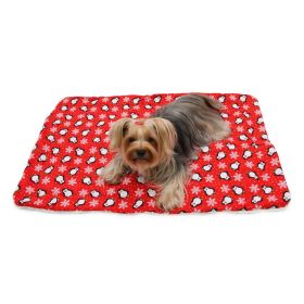 Penguins & Snowflakes Flannel/Ultra (Color: Red, size: One size)