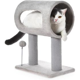 Gray Indoor Cat Tree With Hanging Ball 20.5Cat Tree With Tunnel Bed And Scratching Post Cat Tower (Option: Gray)
