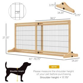 Extra Wide Freestanding Pet Gate With Adjustable Length Dog, Cat, Barrier For House, Doorway, Hallway, Natural (Option: Natural)