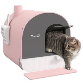 Cat Litter Box with Lid with Scoop and Filter, Pink (Option: Pink-475x455x460 mm)