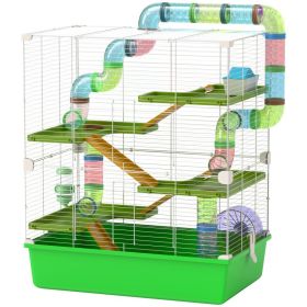 23" 5-Tier Hamster Cage with Wheel and Water Bottle, Green (Option: Green-620x170x380 mm)