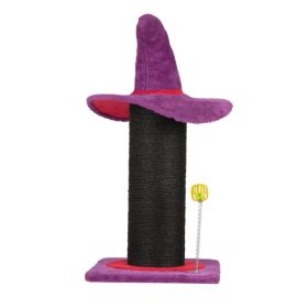 Wizard Hat Cat Scratching Post With Spring Ball Toy For Indoor Cats, Halloween Spooky Cat Scratcher, Purple (Option: Purple)