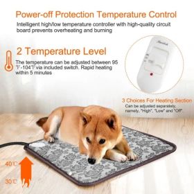 Pet Heating Pad Dog Cat Electric Heating Mat Waterproof Adjustable Warming Blanket (Option: Gray)