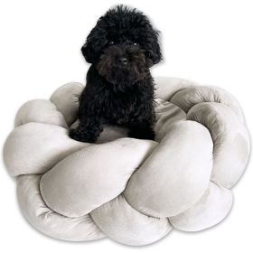 Goo (Option: Eez Round Braided Suede Pet Bed (LIGHT GRAY, 24 IN))
