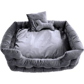 Goo (Option: Eez Luxury Velour Pet Bed W/ Accessories (CHARCOAL, 28 IN))