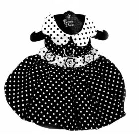 Polka Dot Dog Dress (color: Black and White, size: X-Small)